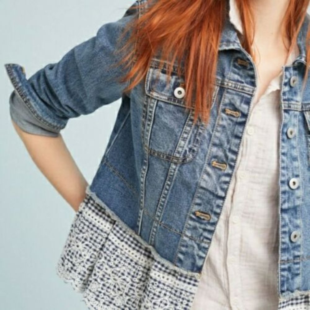 Anthropologie Pilcro and the Letterpress Jean Jacket Sz XS NWT